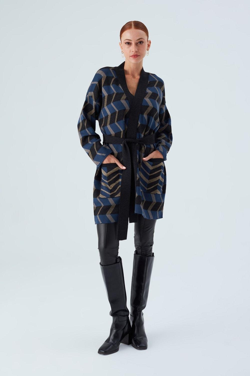 Peraluna-April Cardi̇gan Jakar Desenli Kadın Triko Hırka-Ceket-3-Milagron.com