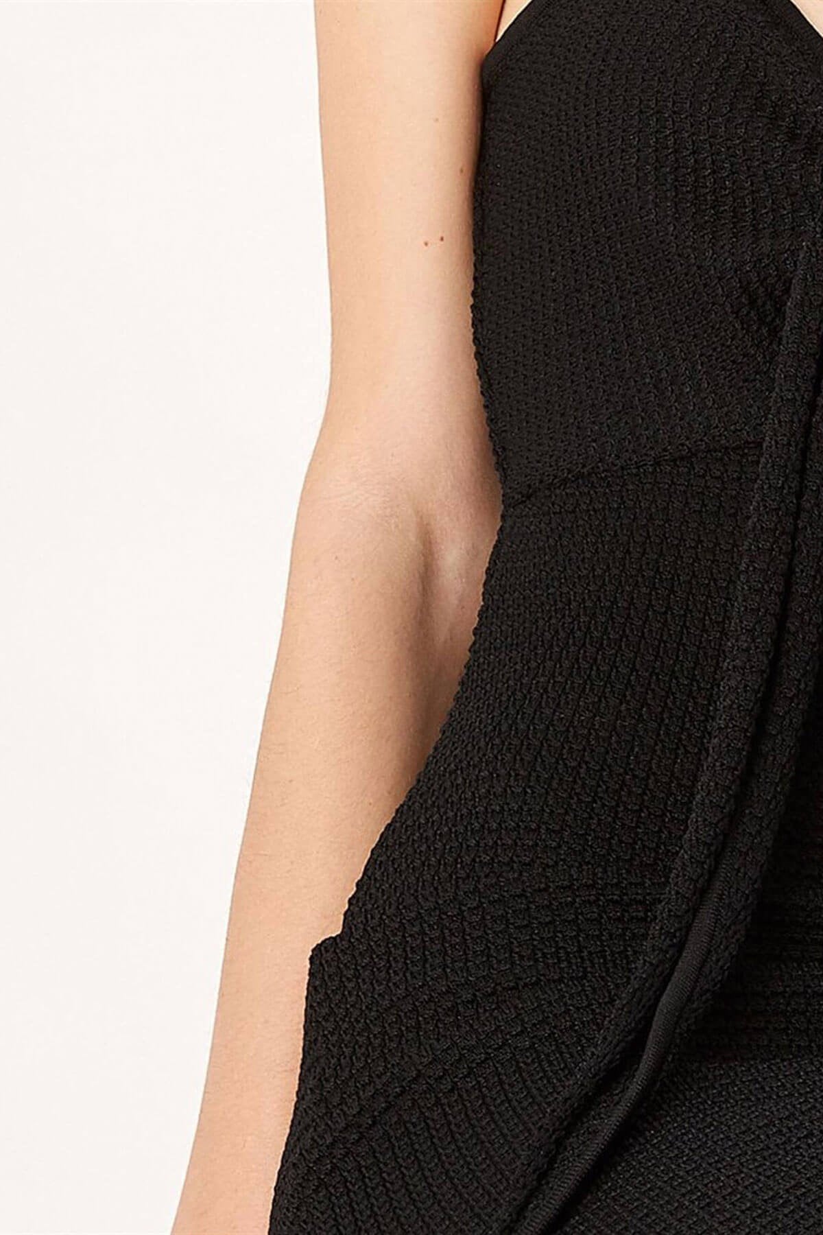 Peraluna-Askılı Midi Boy Abiye Kadın Triko Elbise Si̇yah-Elbise-3-Milagron.com