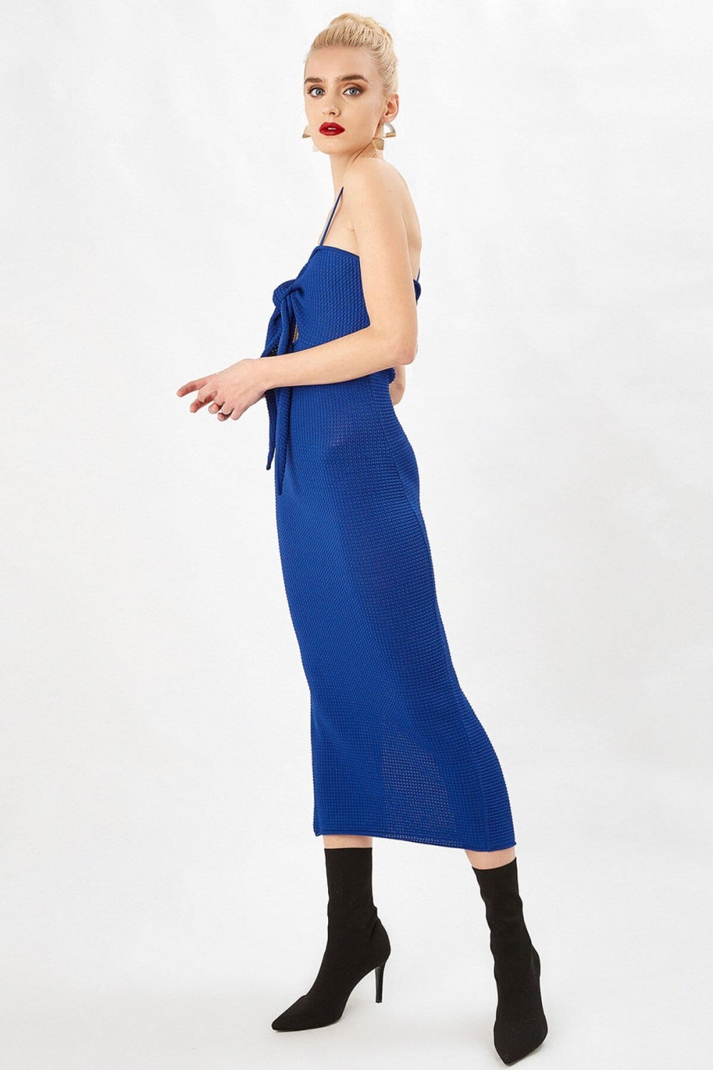 Peraluna-Askılı Midi Boy Abiye Triko Elbise-Elbise-3-Milagron.com