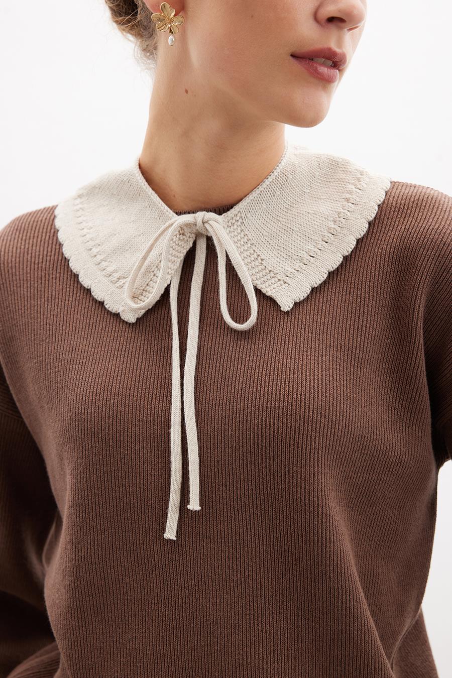 Peraluna Ayla Knit Collar Kadın Triko Yakalık - Ekru