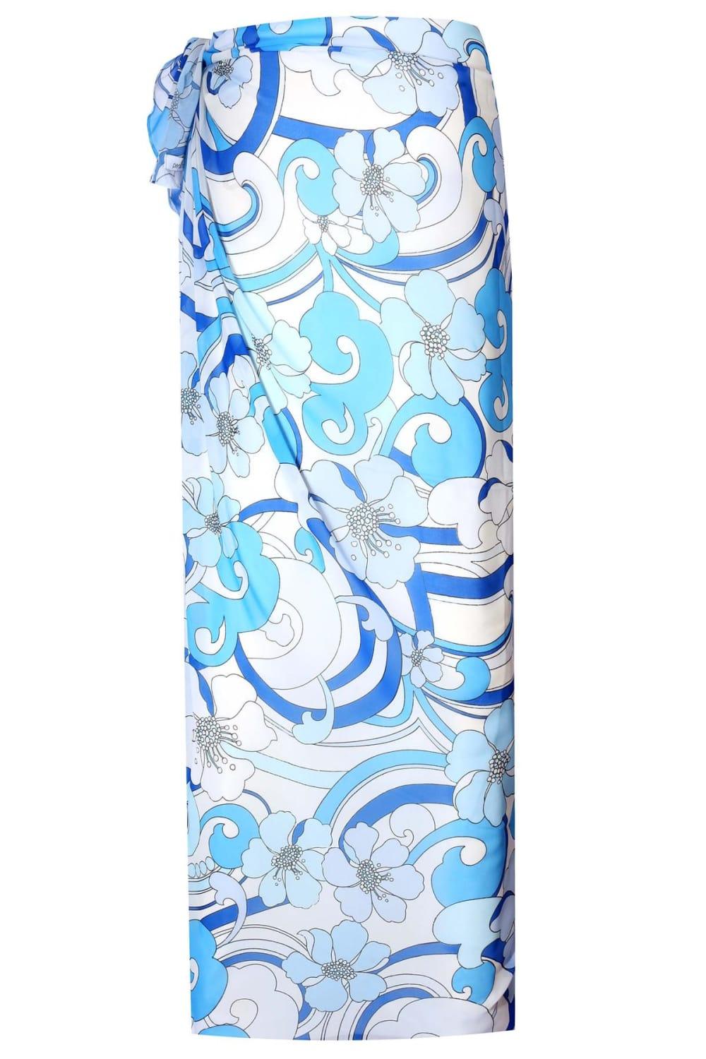 Peraluna-Azul Pareo Çiçekli Dalga Desen 140 X140 Cm Şifon Pareo & Eşarp-Pareo & Bandana-1-Milagron.com