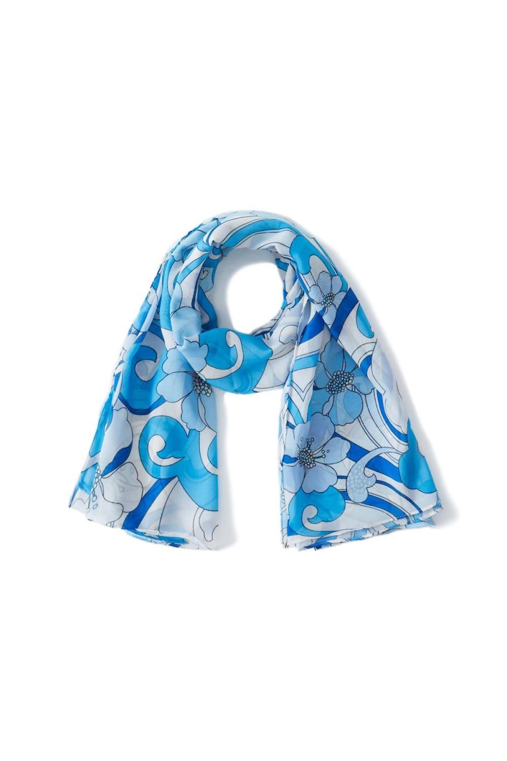 Peraluna-Azul Pareo Çiçekli Dalga Desen 140 X140 Cm Şifon Pareo & Eşarp-Pareo & Bandana-3-Milagron.com