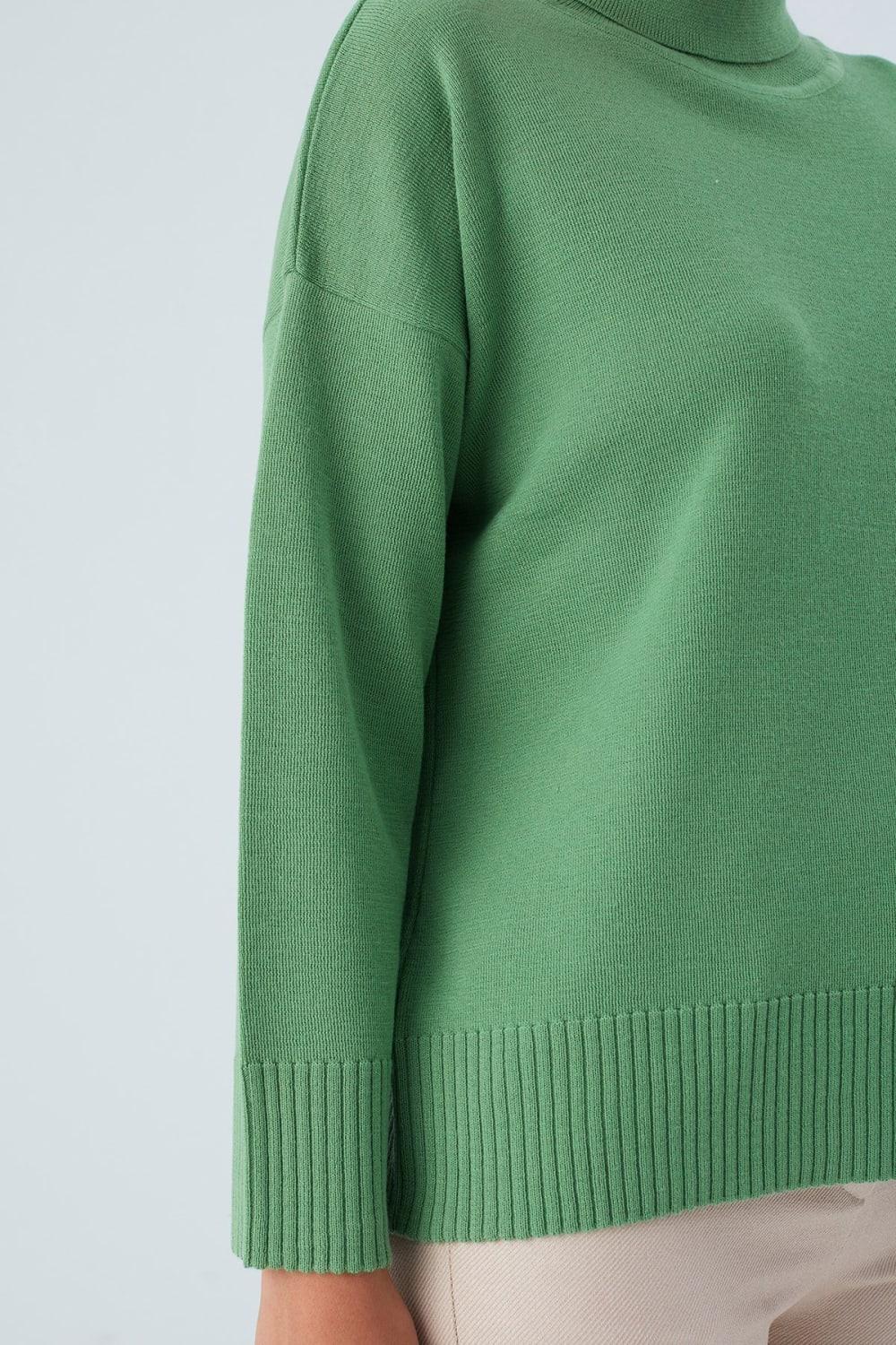 Peraluna-Balıkçı Yaka Boğazlı Bol Kesim Kadın Triko Kazak-Kazak & Triko-17-Milagron.com