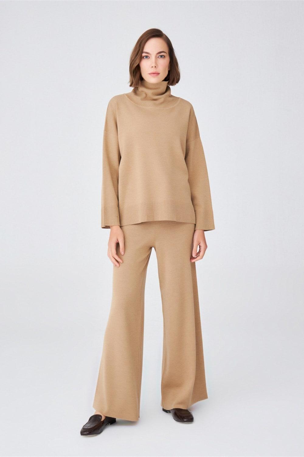 Peraluna-Balıkçı Yaka Boğazlı Bol Kesim Kadın Triko Kazak-Kazak & Triko-3-Milagron.com