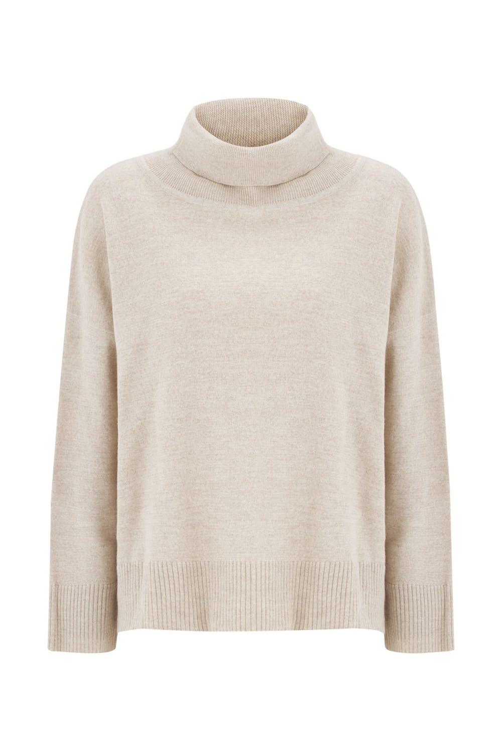 Peraluna-Balıkçı Yaka Boğazlı Bol Kesim Kadın Triko Kazak-Kazak & Triko-41-Milagron.com