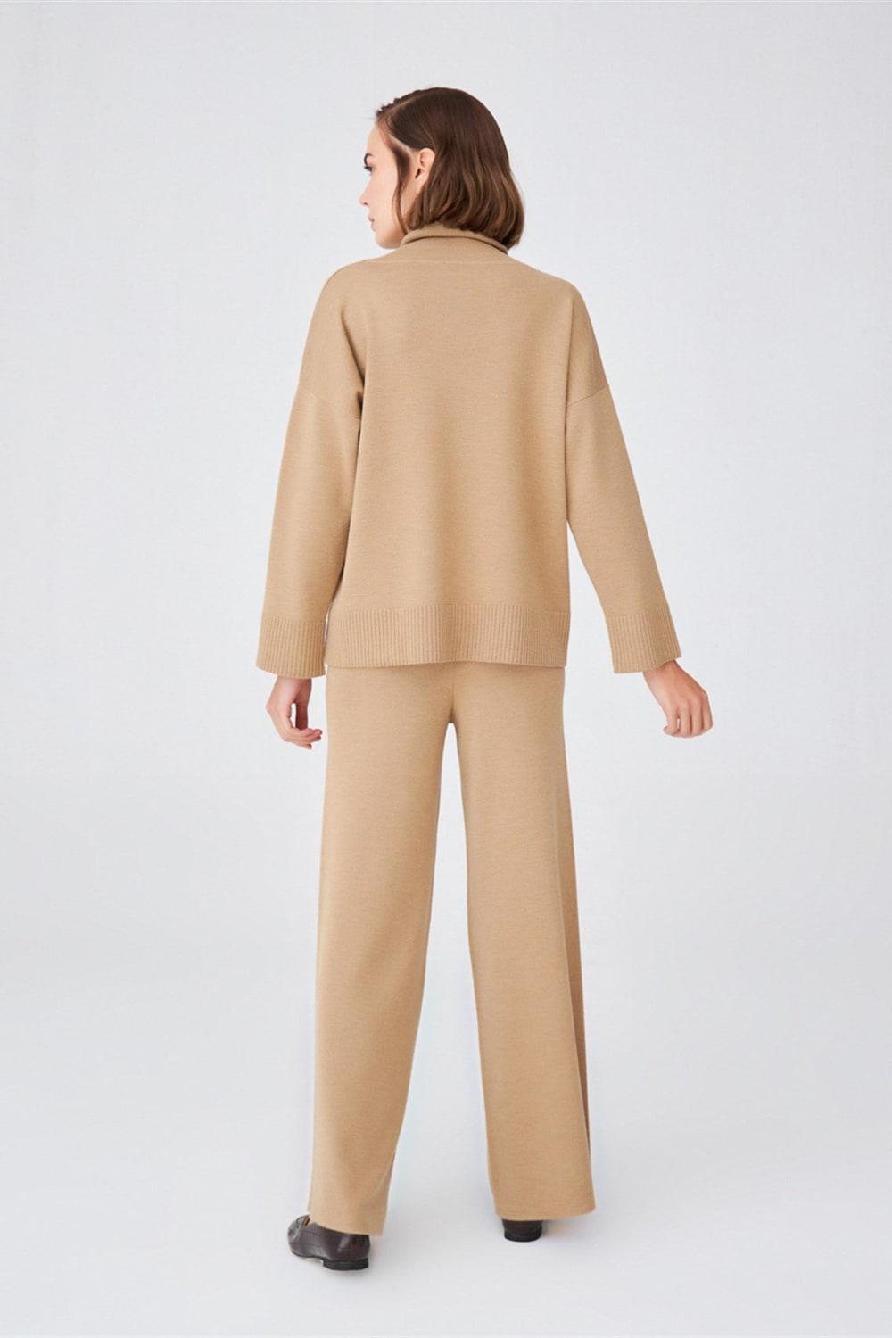 Peraluna-Balıkçı Yaka Boğazlı Bol Kesim Kadın Triko Kazak-Kazak & Triko-5-Milagron.com