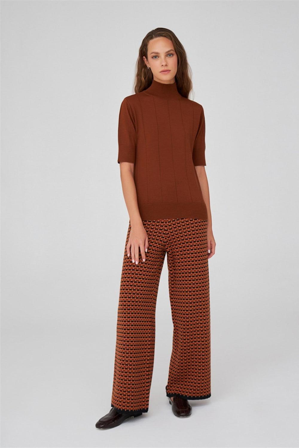 Peraluna-Balıkçı Yaka Kısa Kollu İnce Basic Kadın Triko Bluz-Top-11-Milagron.com