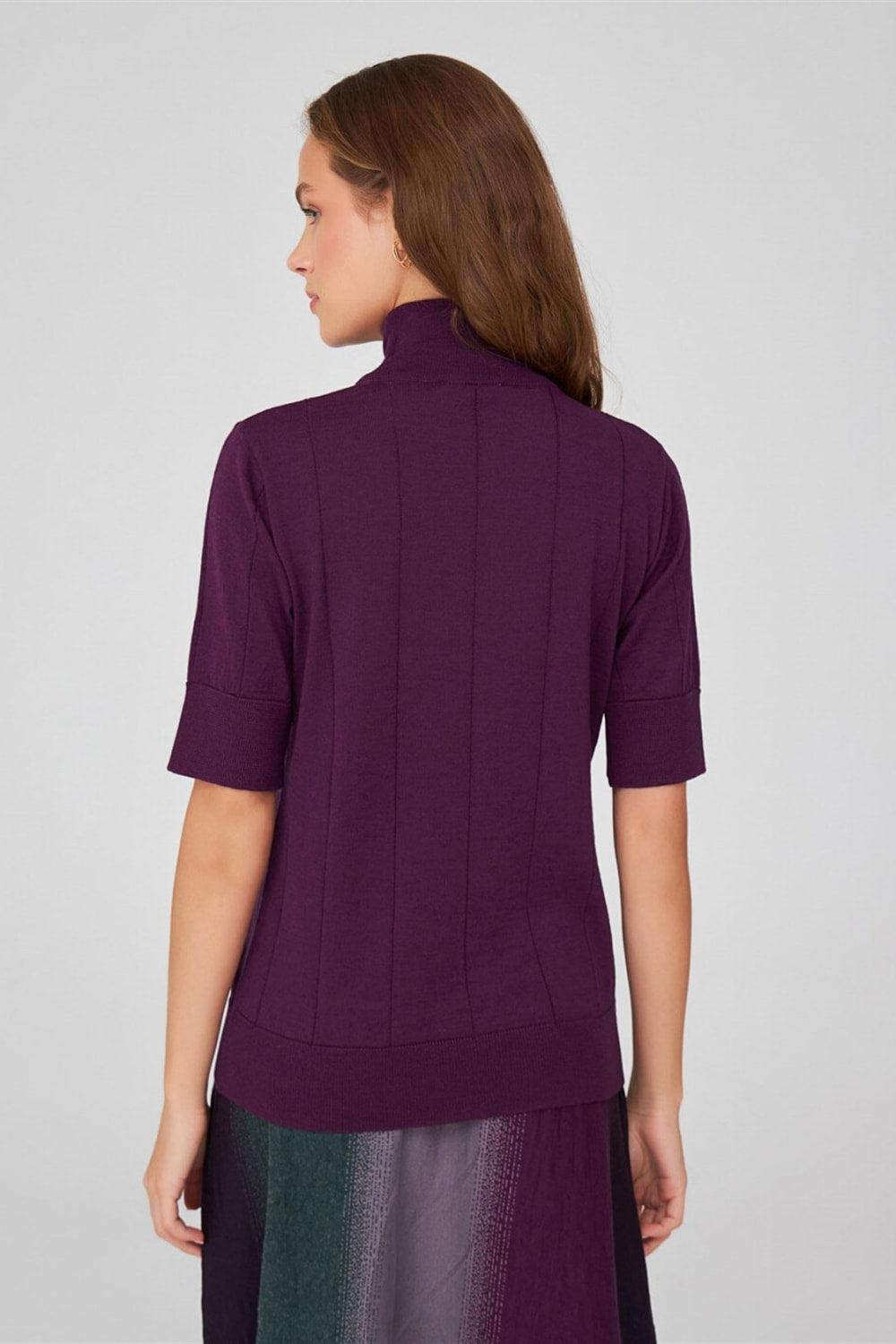 Peraluna-Balıkçı Yaka Kısa Kollu İnce Basic Kadın Triko Bluz-Top-29-Milagron.com