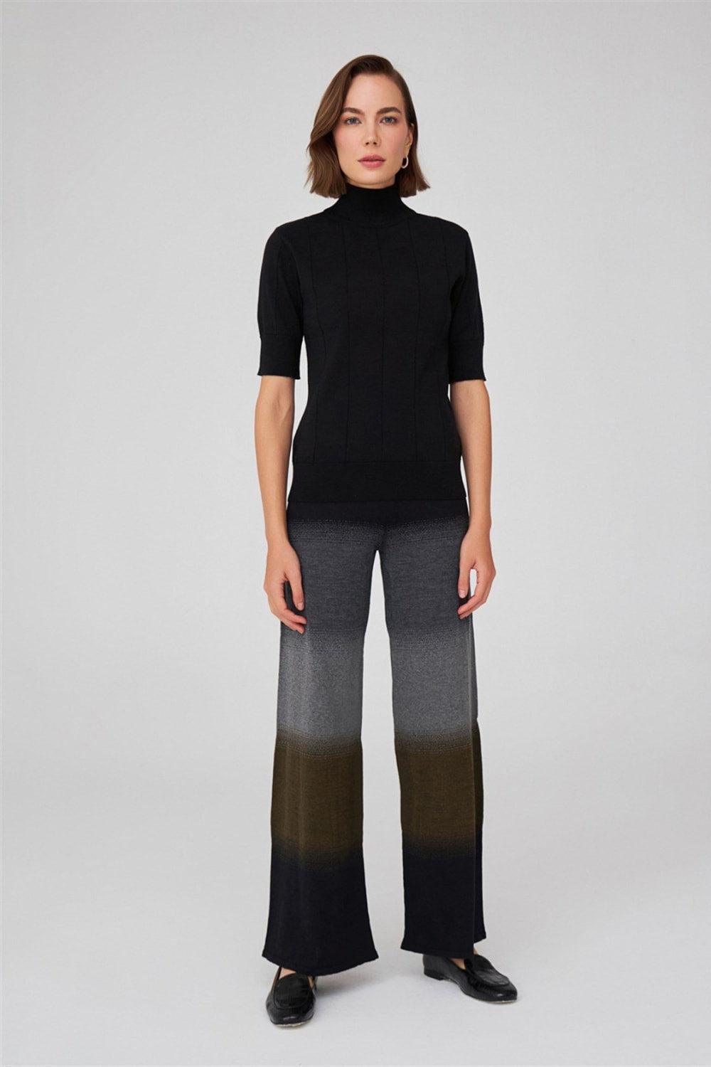 Peraluna-Balıkçı Yaka Kısa Kollu İnce Basic Kadın Triko Bluz-Top-53-Milagron.com