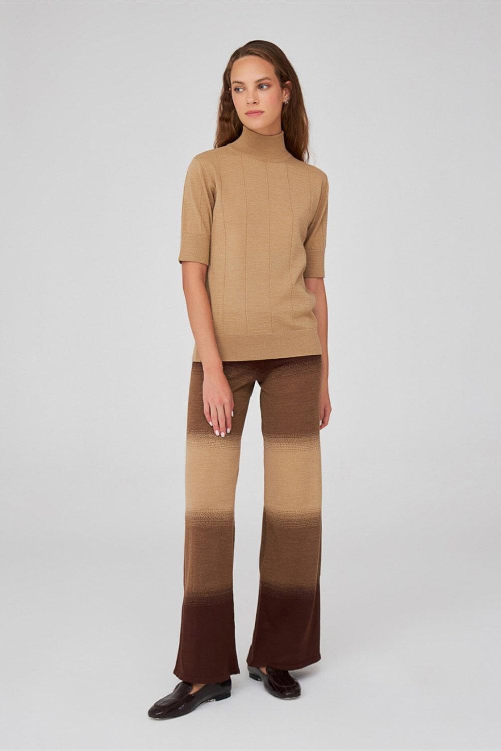 Peraluna-Balıkçı Yaka Kısa Kollu İnce Basic Kadın Triko Bluz-Top-7-Milagron.com