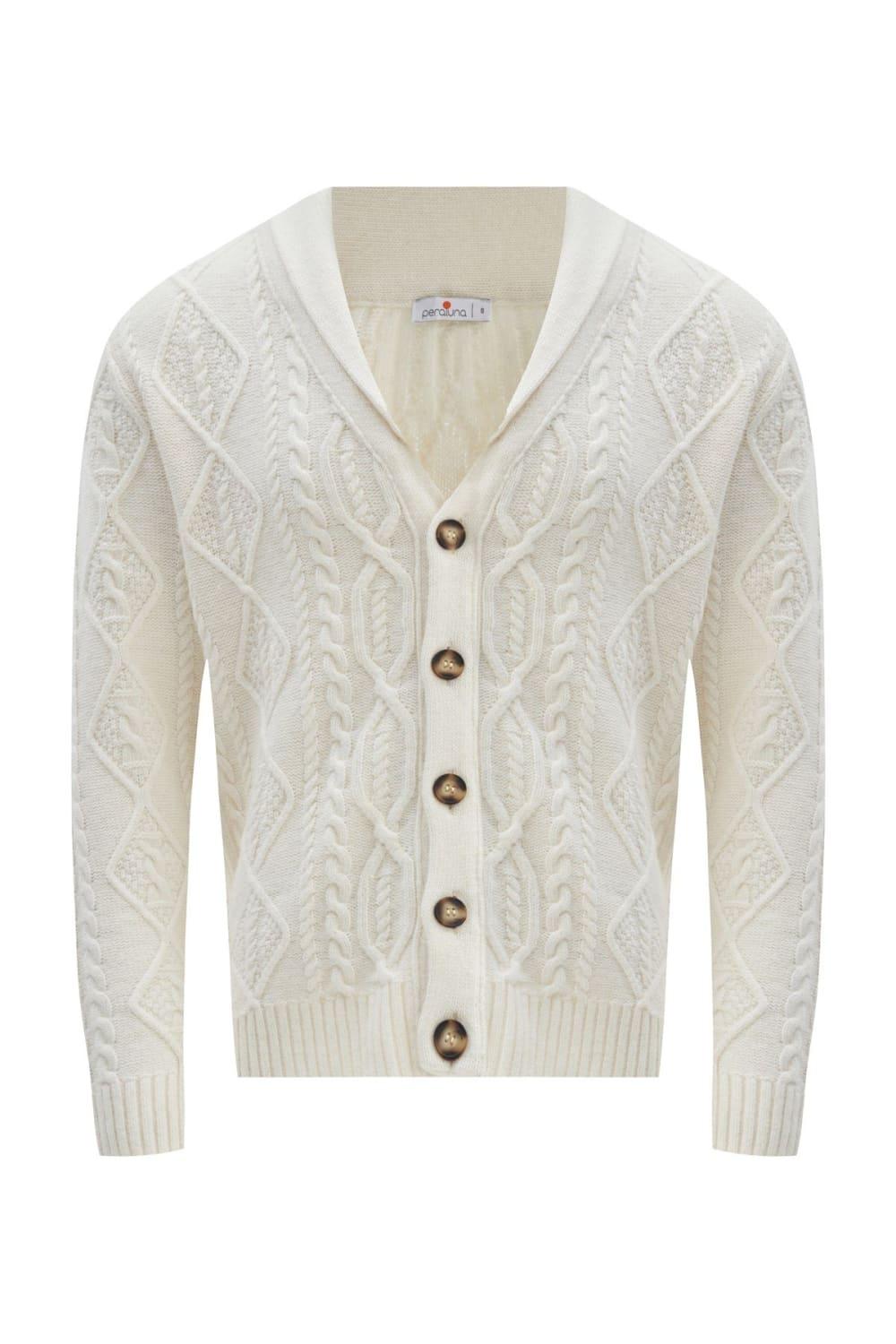 Peraluna-Benjami̇n Cardi̇gan Troyer Yaka Yumuşak Tuşeli Yünlü Erkek Triko Hırka-Kazak & Triko-1-Milagron.com