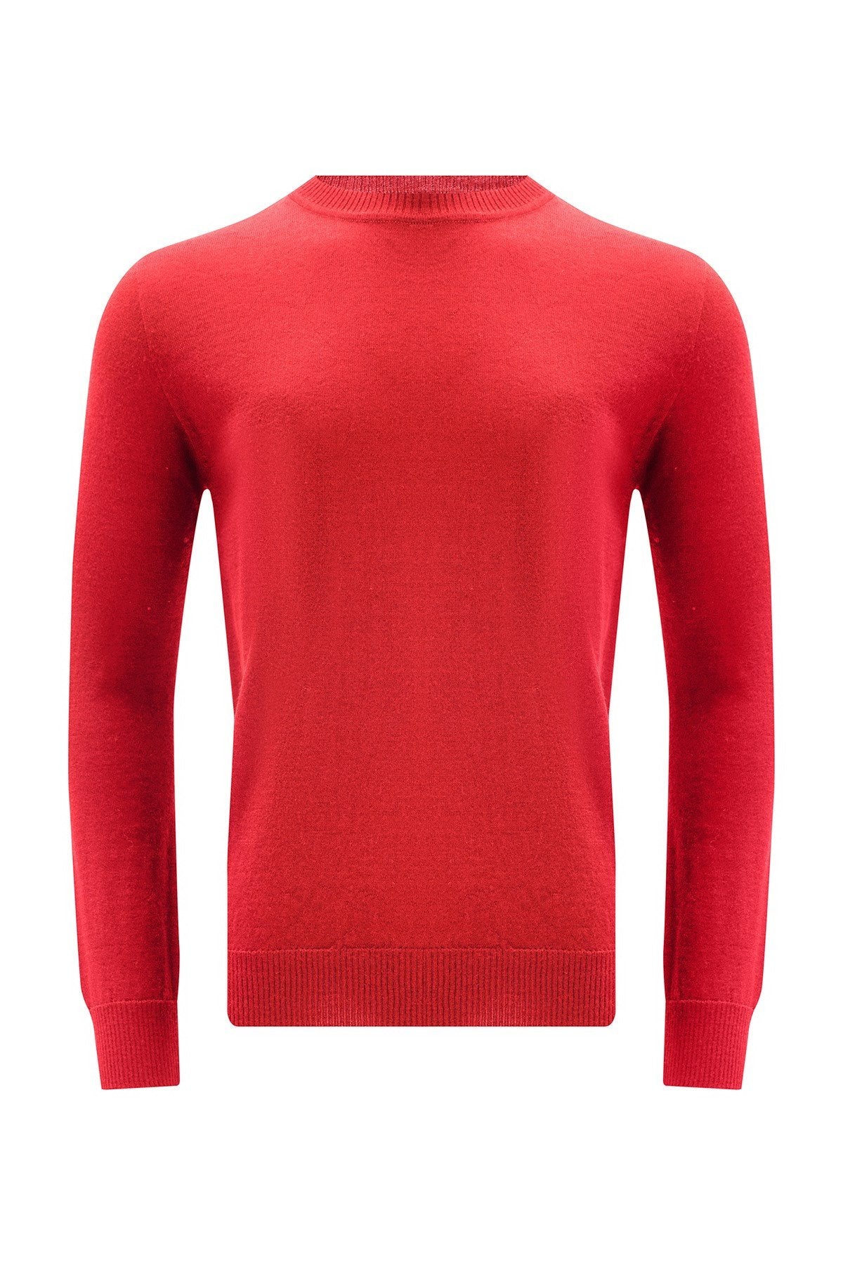 Peraluna-Bisiklet Yaka Basic Erkek Kazak Kırmızı-Kazak & Triko-6-Milagron.com