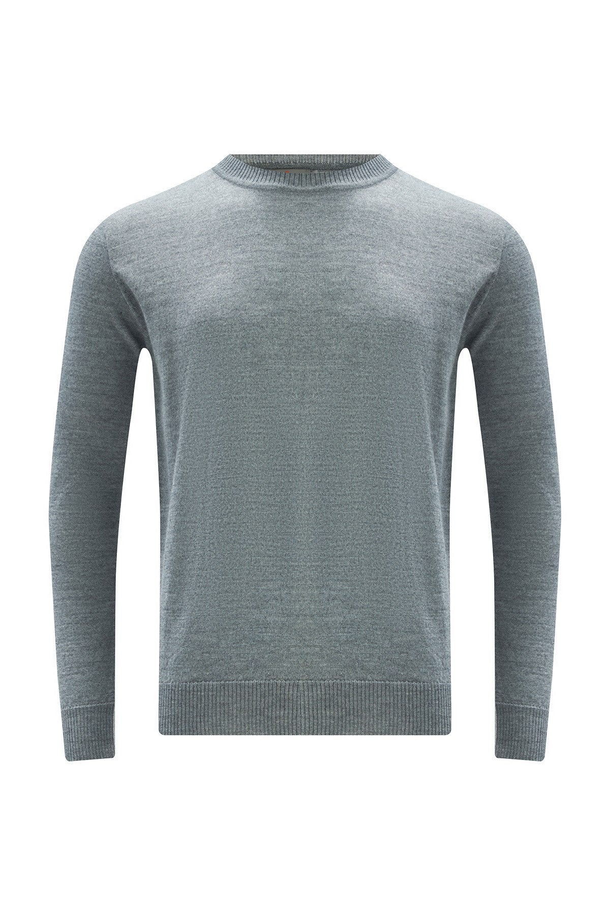 Peraluna-Bisiklet Yaka Basic Erkek Kazak Orta Gri̇-Kazak & Triko-7-Milagron.com