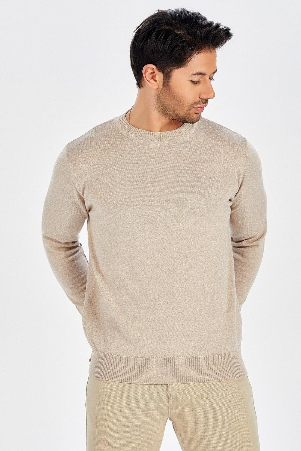 Peraluna-Bisiklet Yaka Basic Erkek Triko Kazak-Kazak & Triko-4-Milagron.com