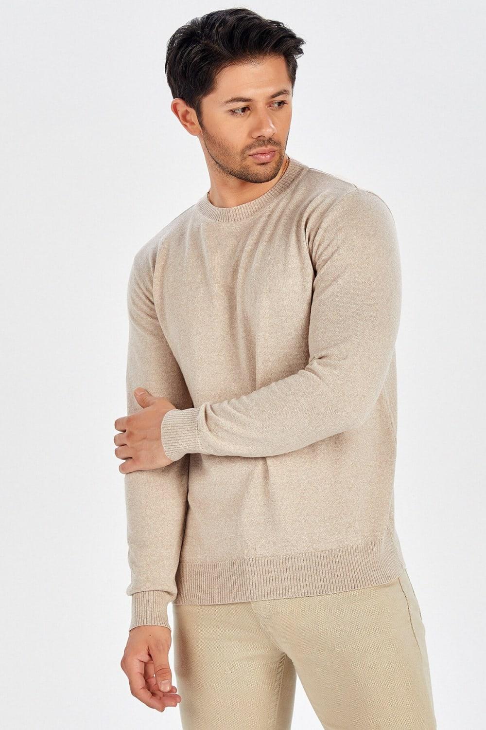 Peraluna-Bisiklet Yaka Basic Erkek Triko Kazak-Kazak & Triko-5-Milagron.com