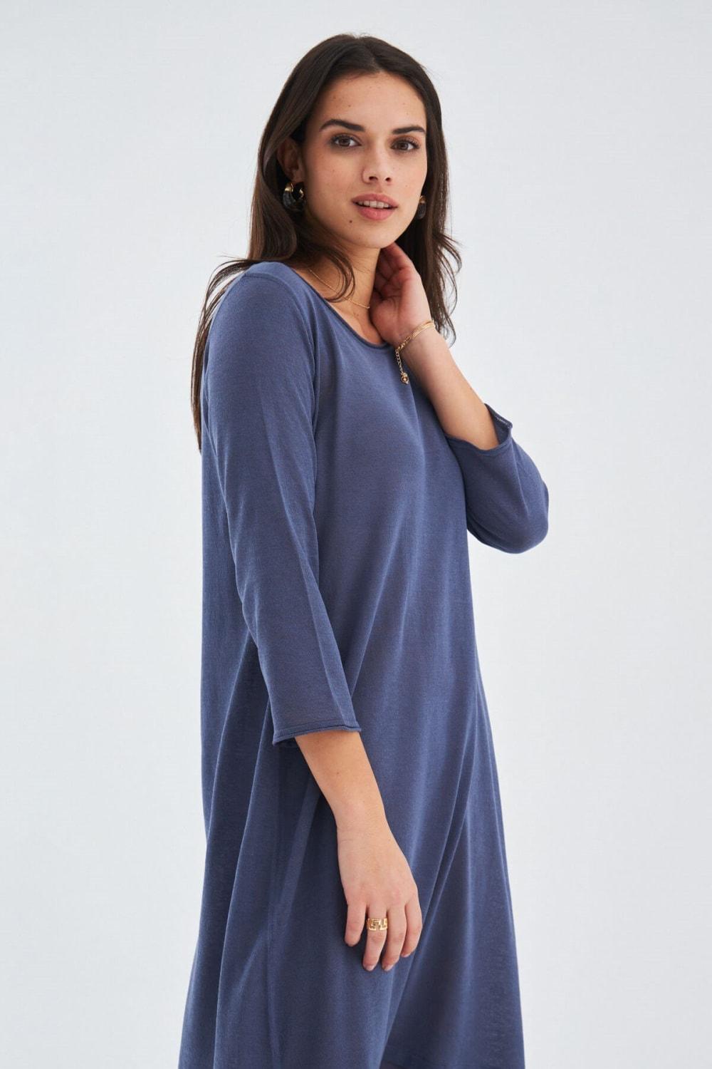 Peraluna-Bol İnce Yazlık Şifonlu Kadın Triko Elbise-Elbise-2-Milagron.com