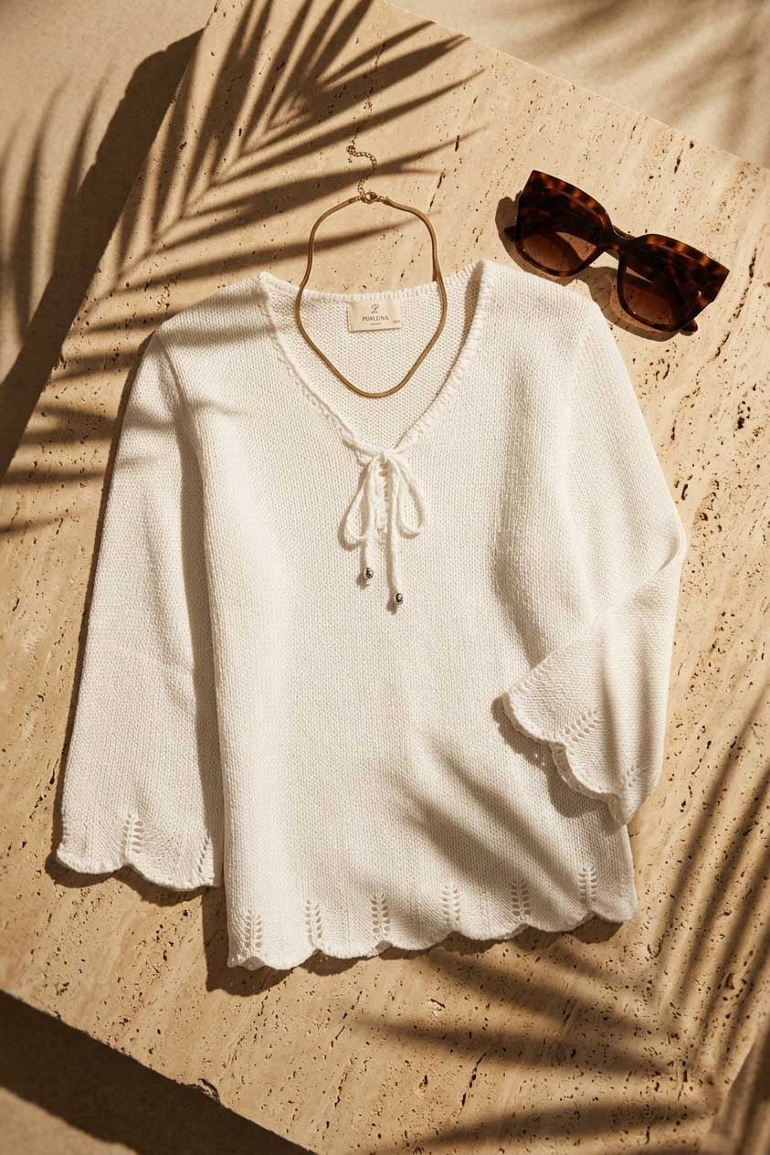 Peraluna Breeze Tunik, Kadın Triko Tunik - Beyaz