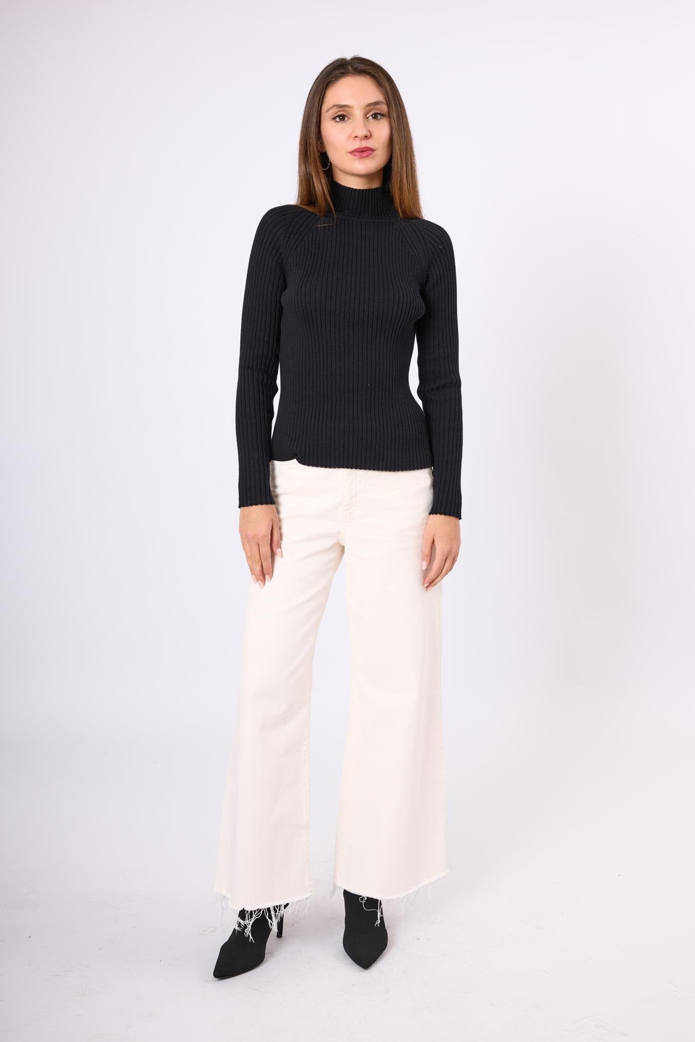 Peraluna-Britta Rib Örgü Fit Kalıp Kadın Triko Kazak-Kazak & Triko-1-Milagron.com