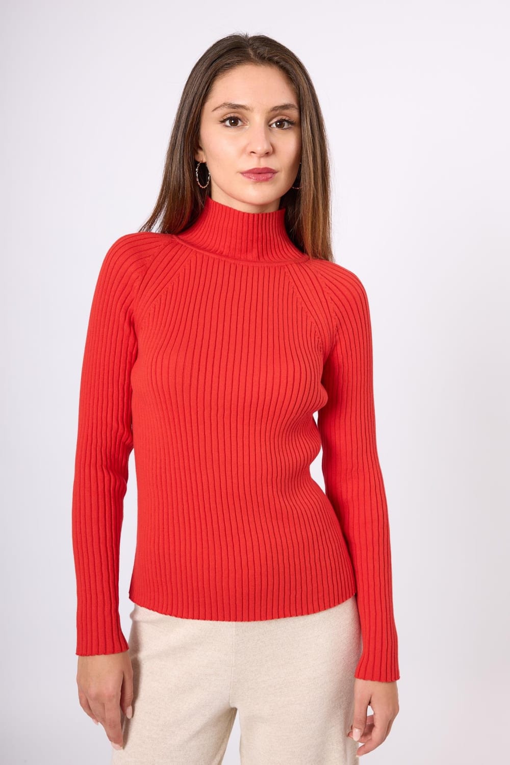 Peraluna-Britta Rib Örgü Fit Kalıp Kadın Triko Kazak-Kazak & Triko-10-Milagron.com