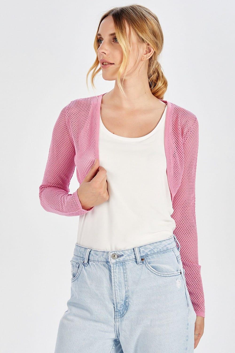 Peraluna-Butterfly Bolero File örgü Uzun Kol Triko Kadın Bolero-Kazak & Triko-27-Milagron.com