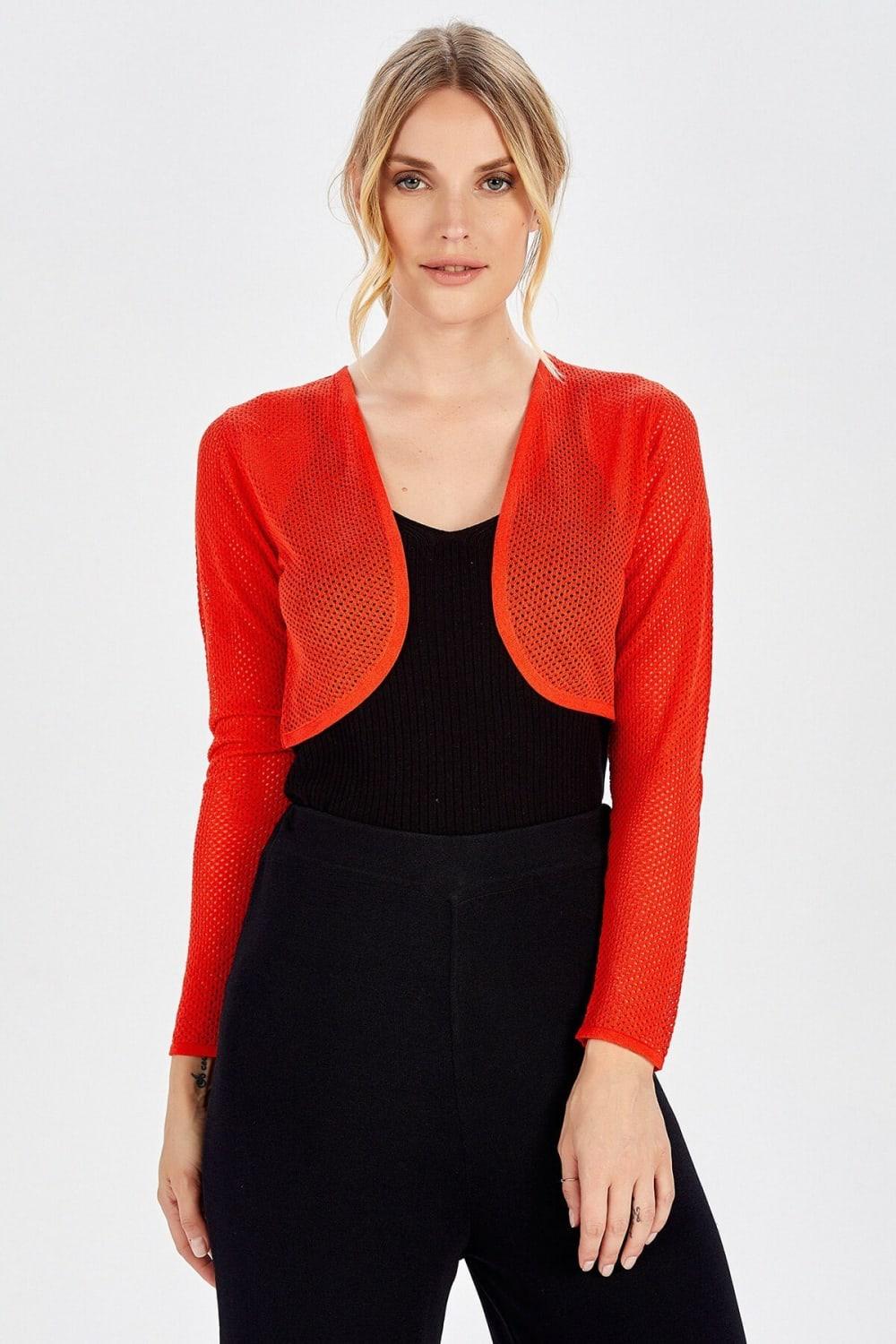 Peraluna-Butterfly Bolero File örgü Uzun Kol Triko Kadın Bolero-Kazak & Triko-9-Milagron.com