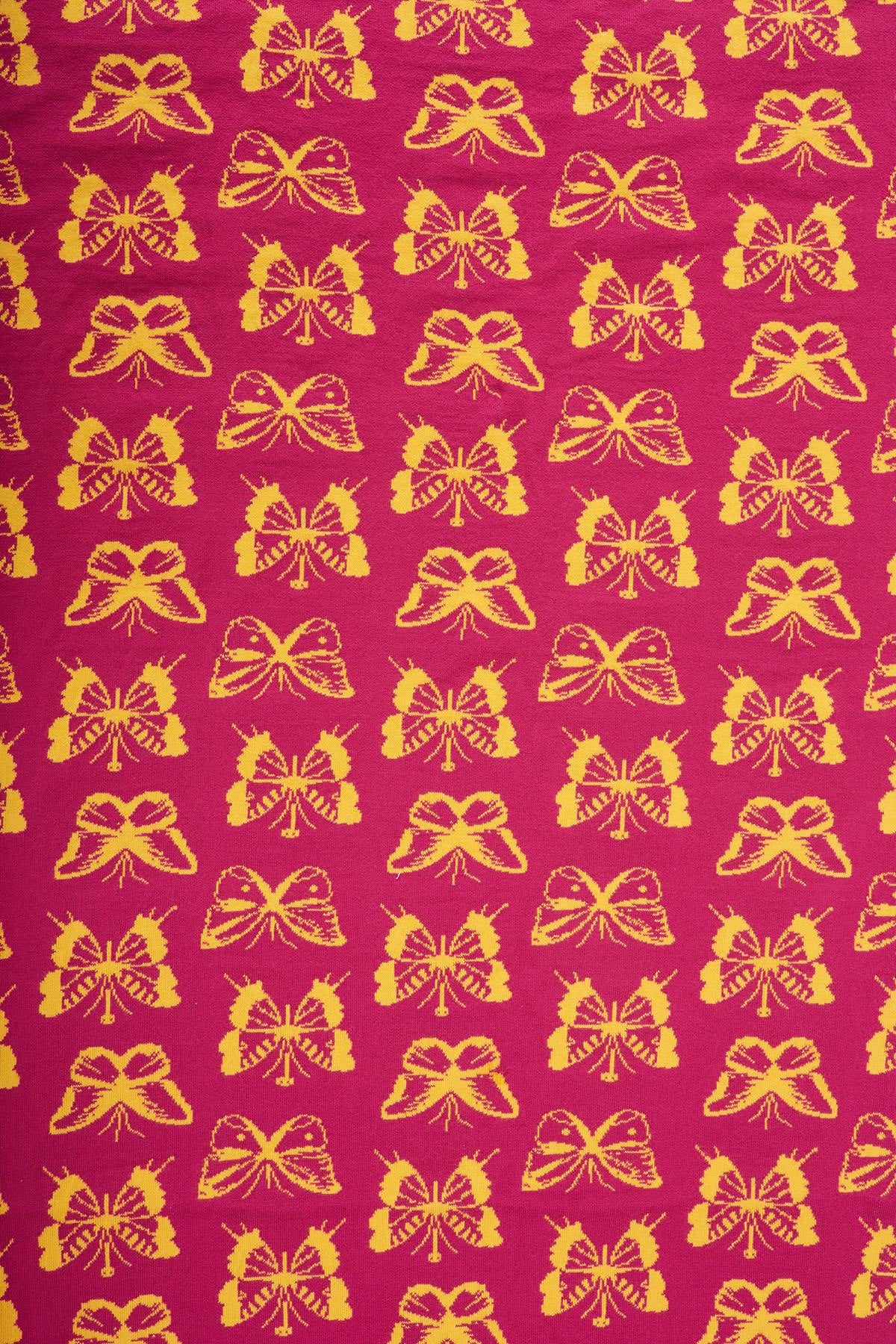 Peraluna Butterfly Boom Beach Towel Jakarlı Pamuklu Plaj Örtüsü - Fuşya/Sarı