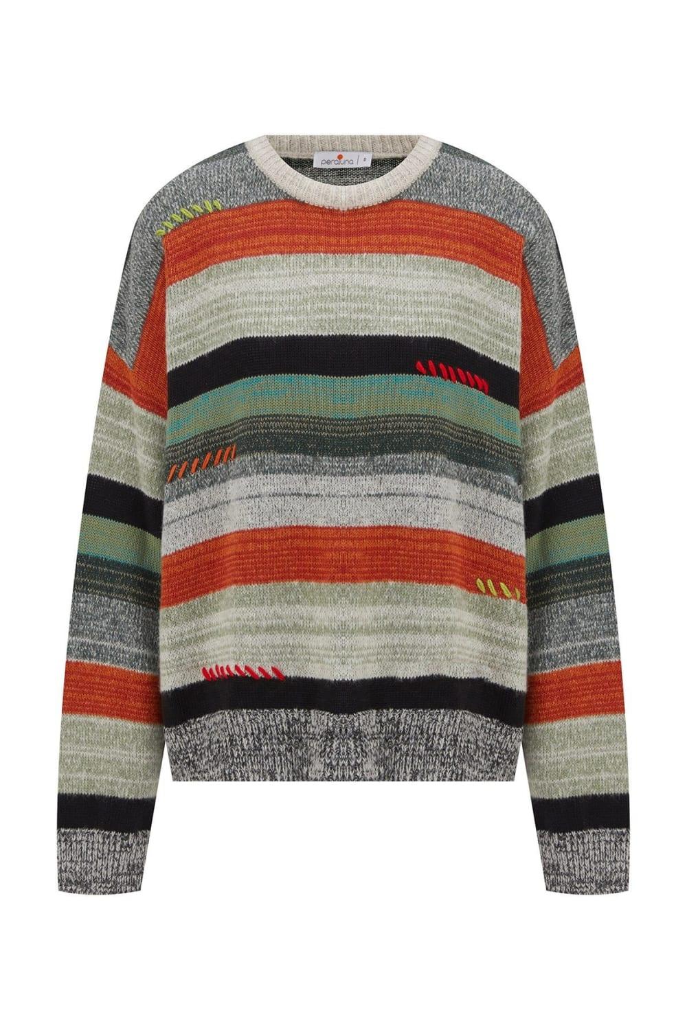 Peraluna-Camila Pullover Bol Kesim El İşlemeli Kadın Triko Kazak-Kazak & Triko-7-Milagron.com