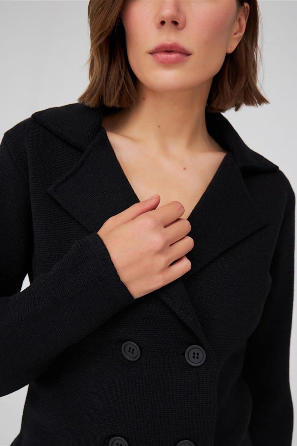 Peraluna-Çelik Örgü Klasik Kesim Blazer Kadın Triko Ceket-Ceket-4-Milagron.com