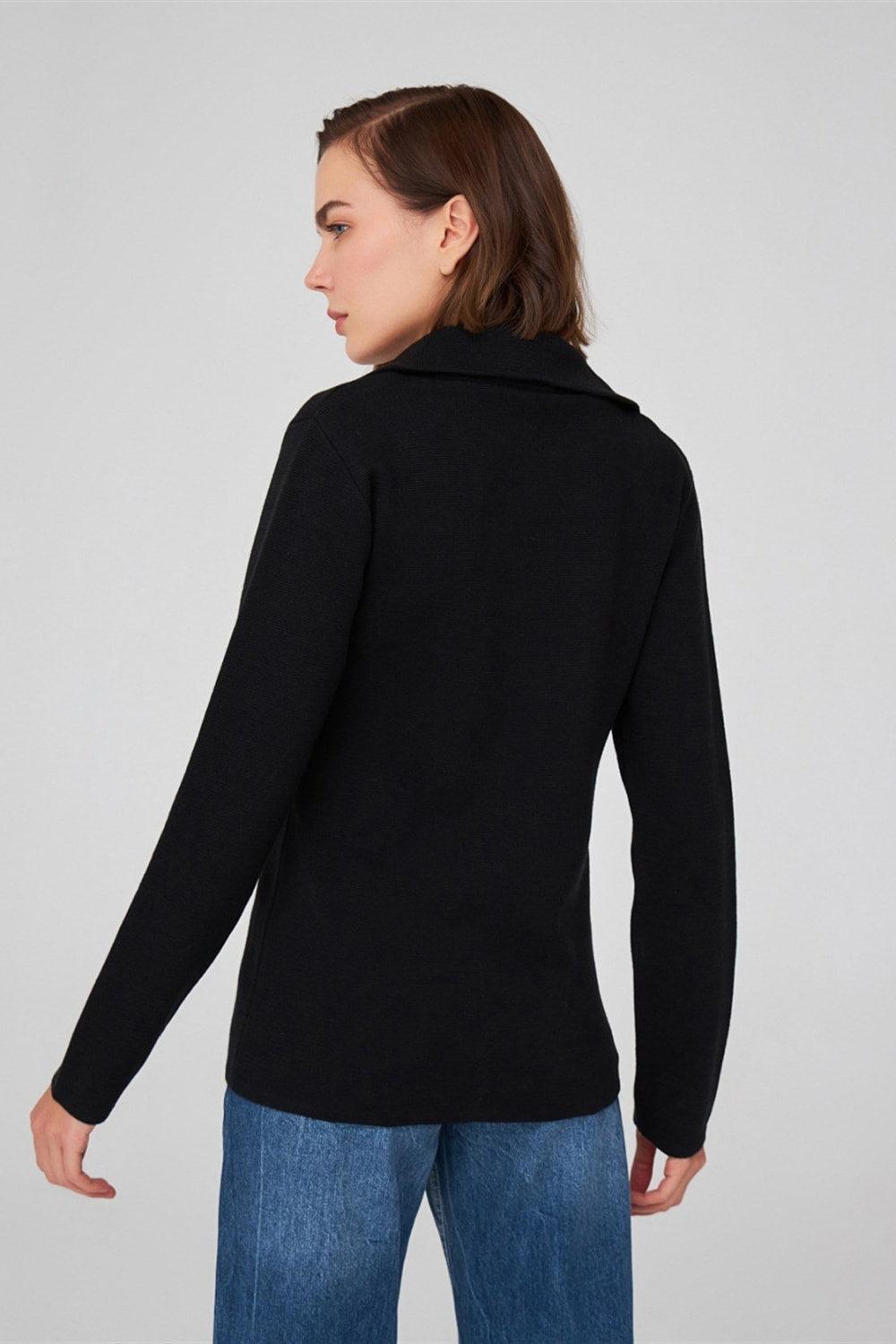 Peraluna-Çelik Örgü Klasik Kesim Blazer Kadın Triko Ceket-Ceket-5-Milagron.com