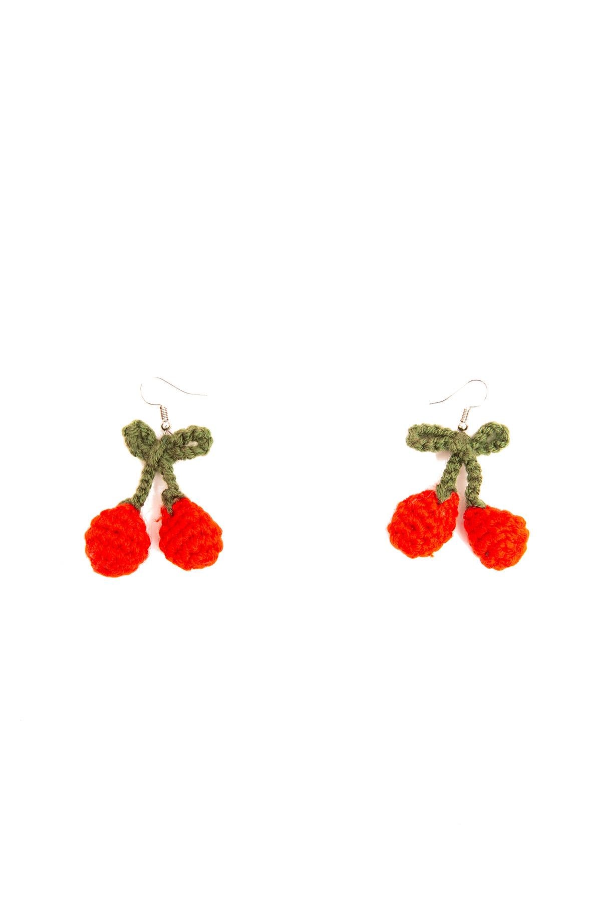 Peraluna-Cherry Earrings El Yapımı Kiraz Küpe Kırmızı-Küpe-6-Milagron.com