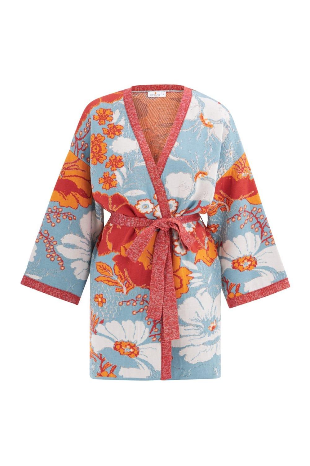 Peraluna-Çicek Desenli Bol Kesim Pamuklu Kadın Triko Kimono -Kimono-7-Milagron.com