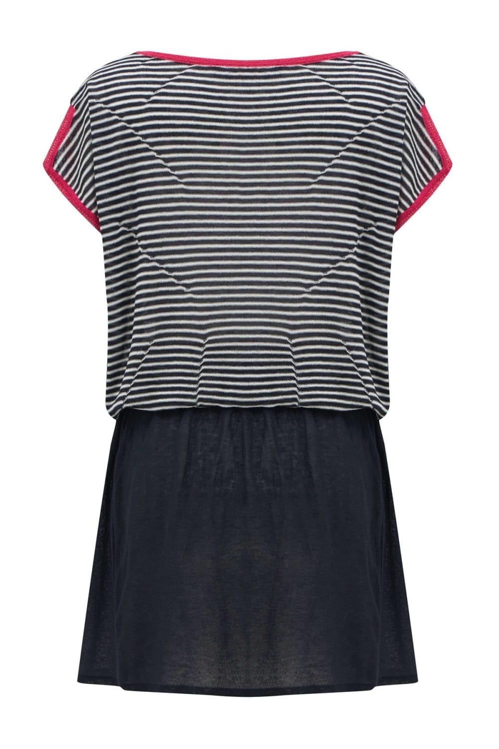 Peraluna-Çizgili Kayık Yaka Yazlık Kadın Triko Elbise-Elbise-8-Milagron.com