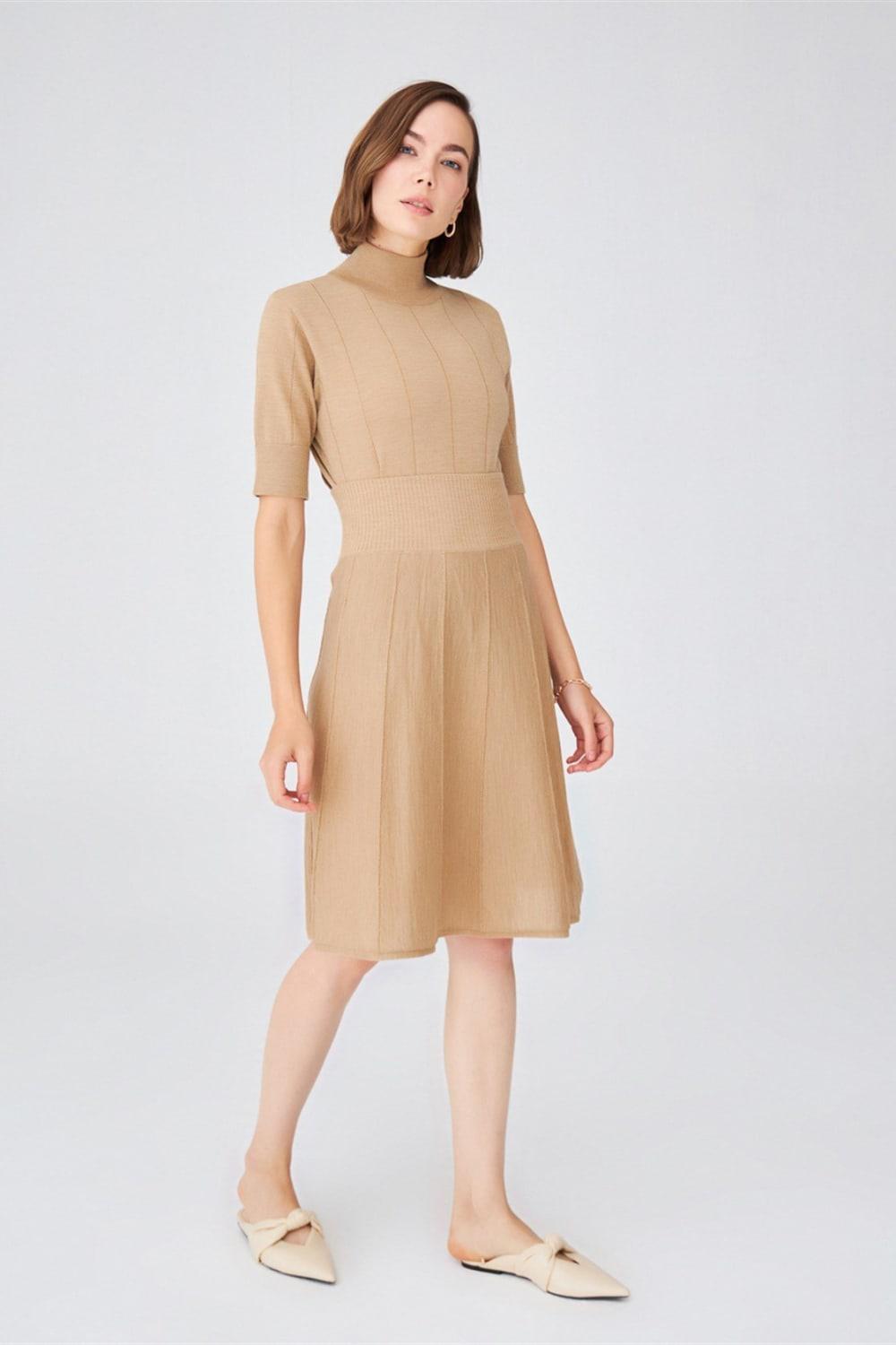 Peraluna-Çizgili Yüksek Bel Bol Kesim Triko Etek-Etek-2-Milagron.com