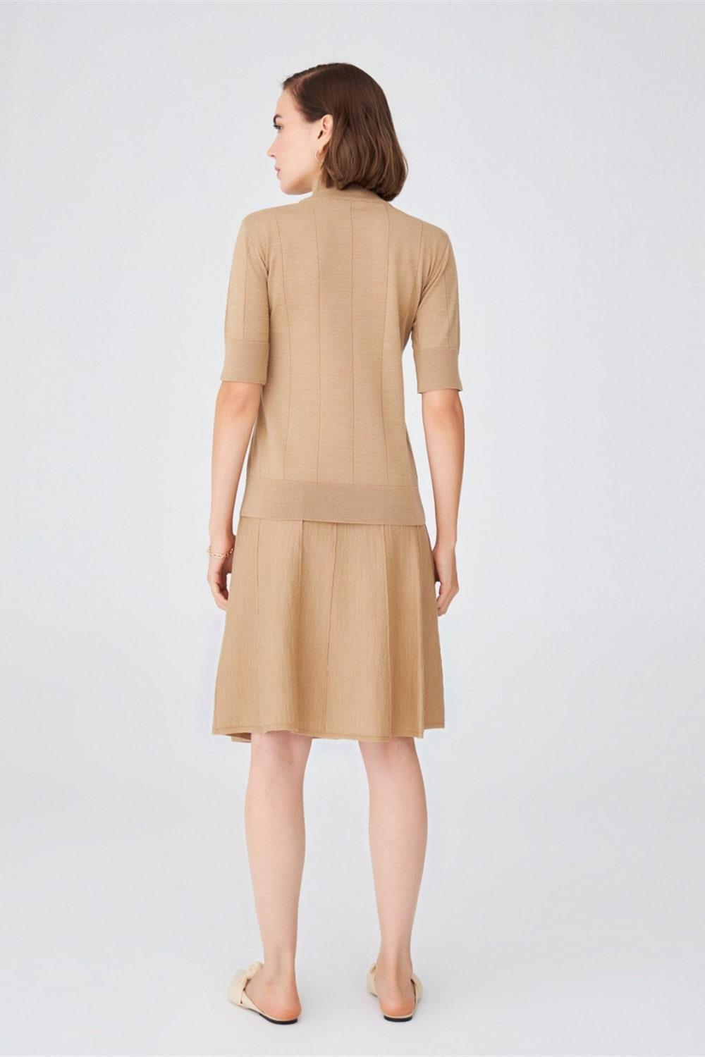 Peraluna-Çizgili Yüksek Bel Bol Kesim Triko Etek-Etek-4-Milagron.com