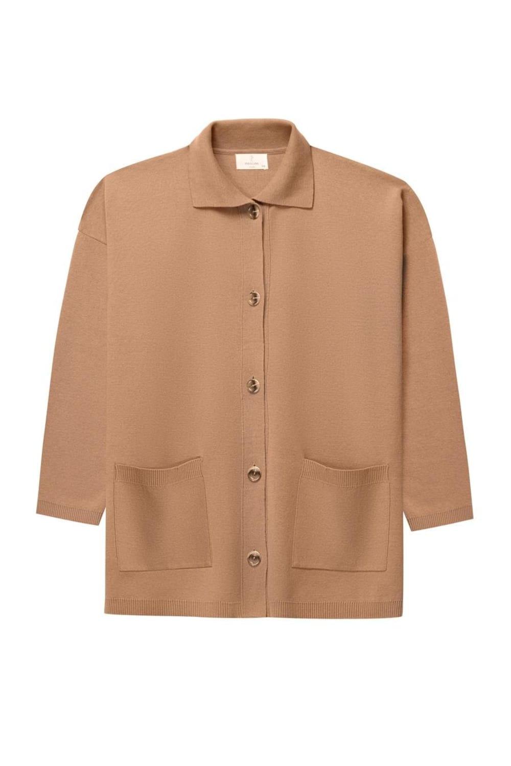 Peraluna-Denise Cardigan Polo Yaka Geniş Kesim Pamuk Yün Kadın Triko Hırka-Kazak & Triko-11-Milagron.com