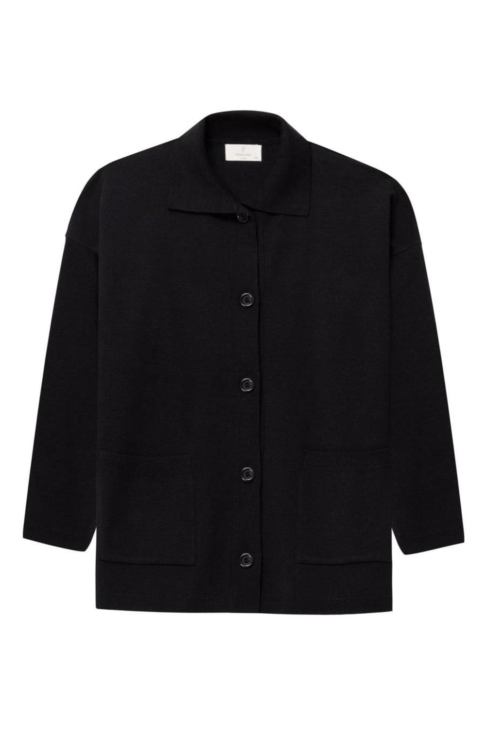 Peraluna-Denise Cardigan Polo Yaka Geniş Kesim Pamuk Yün Kadın Triko Hırka-Kazak & Triko-5-Milagron.com