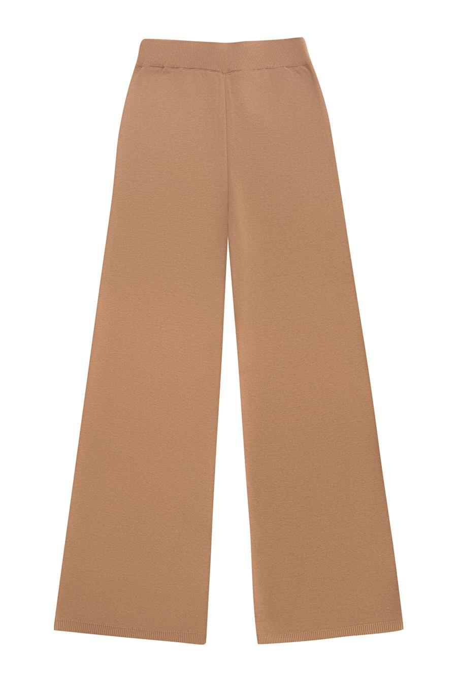 Peraluna Denise Trouser Rahat Kalıp Pamuk-Yün Karşım Kadın Triko Pantolon - Camel