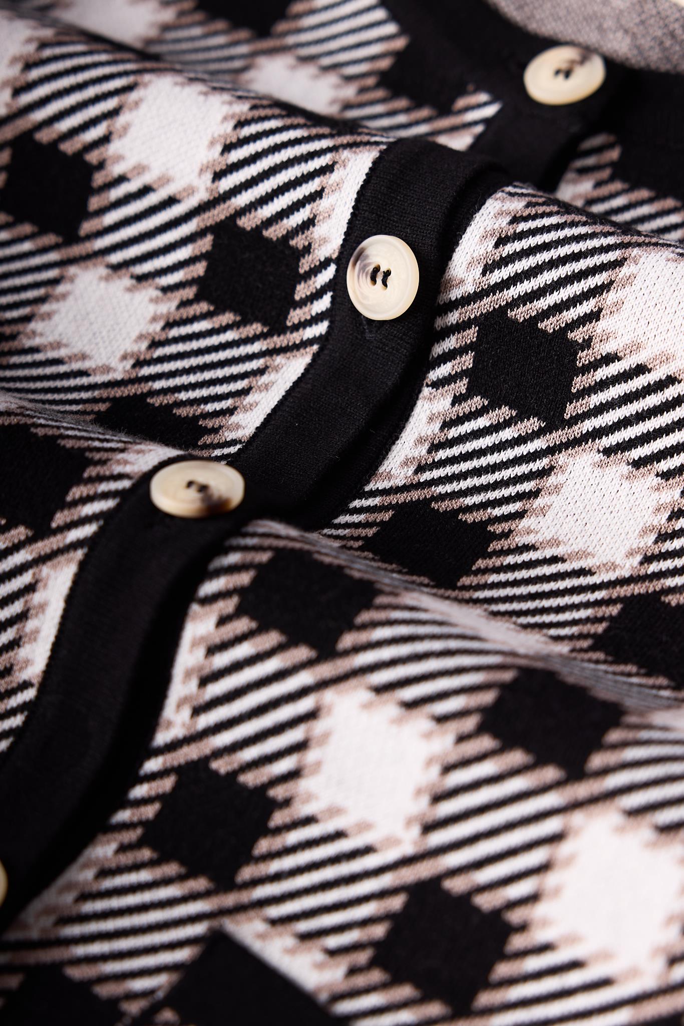 Peraluna-Diana Pötikare Kadın Triko Ceket Siyah/Ekru-Ceket-5-Milagron.com