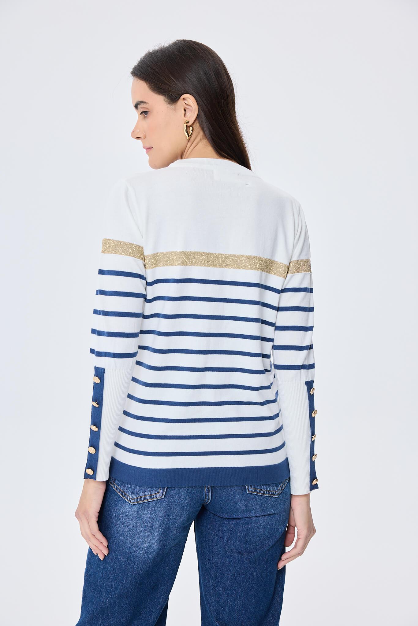 Peraluna-Dreamer Çizgili Kadın Triko Kazak Ekru Çi̇zgi̇li̇-Kazak & Triko-7-Milagron.com