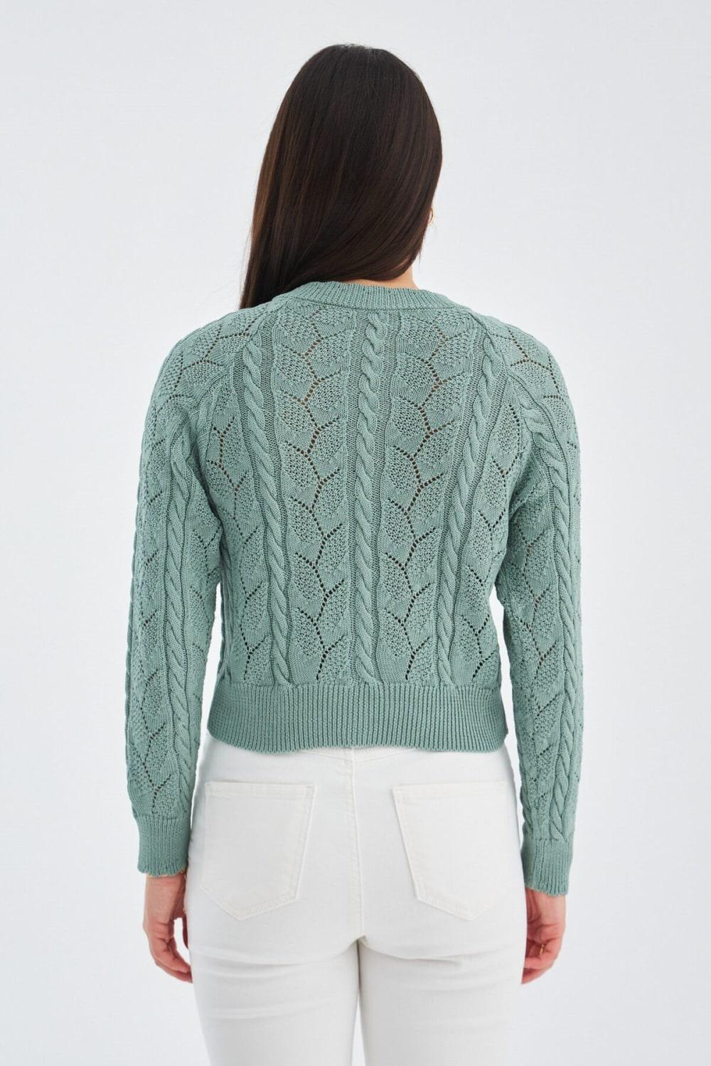 Peraluna-Ella Cardigan Ajur Detaylı Yazlık Düğmeli Kadın Triko Hırka-Kazak & Triko-16-Milagron.com