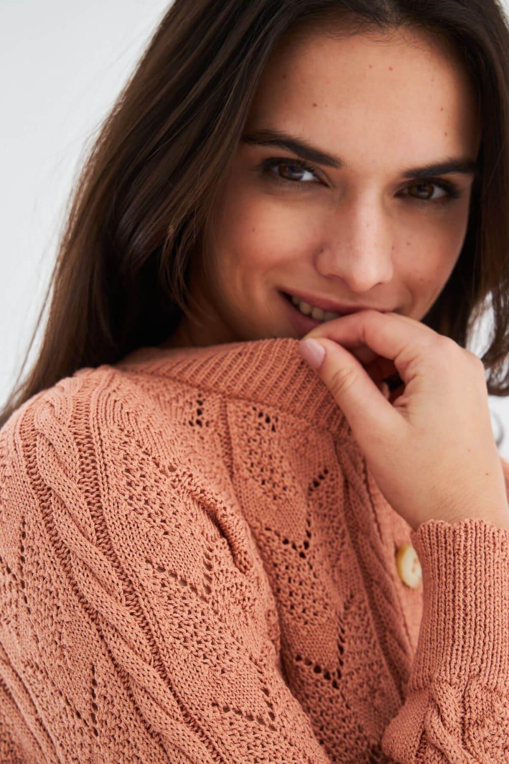 Peraluna-Ella Cardigan Ajur Detaylı Yazlık Düğmeli Kadın Triko Hırka-Kazak & Triko-33-Milagron.com