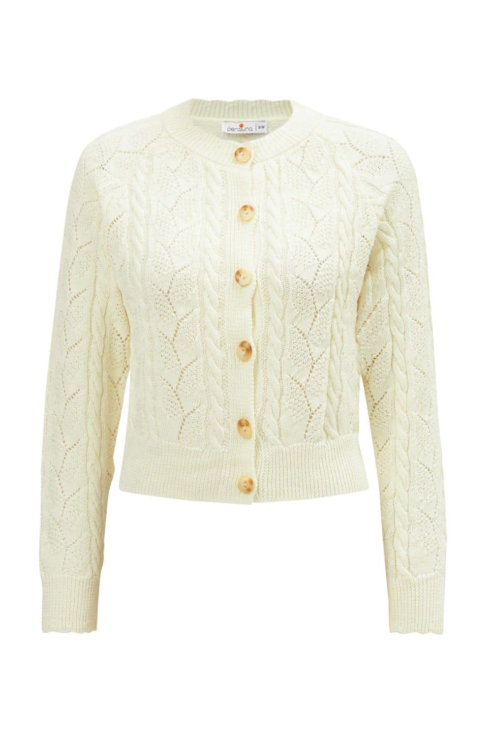 Peraluna-Ella Cardigan Ajur Detaylı Yazlık Düğmeli Kadın Triko Hırka-Kazak & Triko-8-Milagron.com