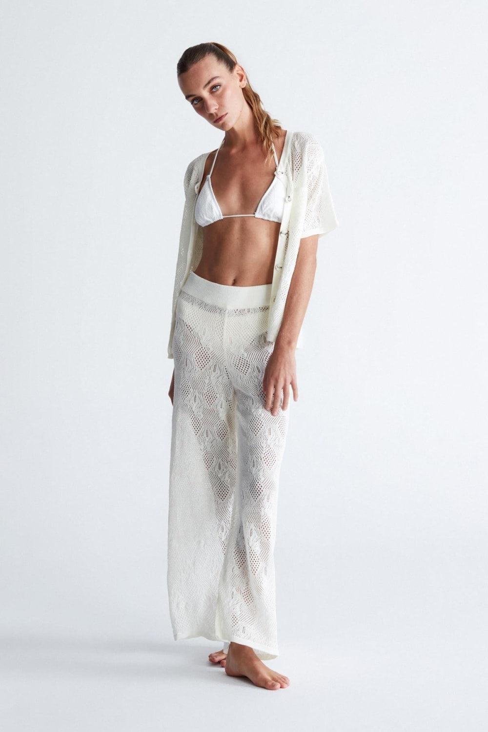 Peraluna-Emma Cardigan Dantel Örgü Geniş Kesim Kısa Kol Kadın Triko Hırka-Kazak & Triko-2-Milagron.com