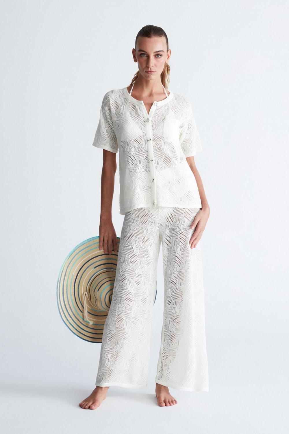 Peraluna-Emma Cardigan Dantel Örgü Geniş Kesim Kısa Kol Kadın Triko Hırka-Kazak & Triko-5-Milagron.com