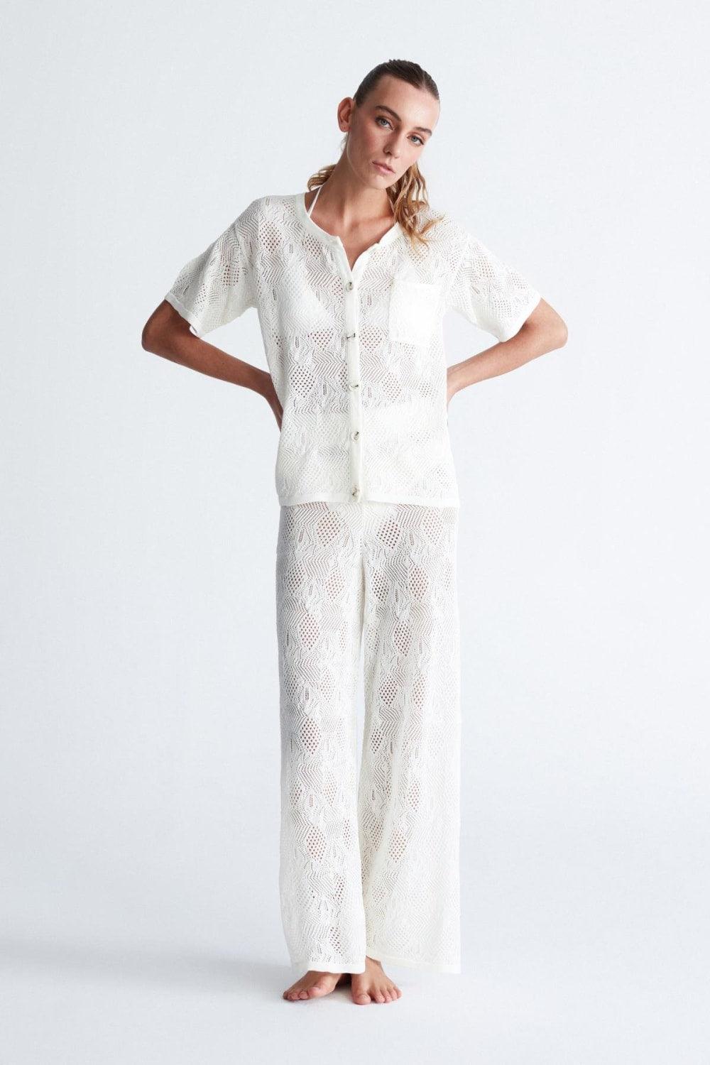 Peraluna-Emma Cardigan Dantel Örgü Geniş Kesim Kısa Kol Kadın Triko Hırka-Kazak & Triko-6-Milagron.com