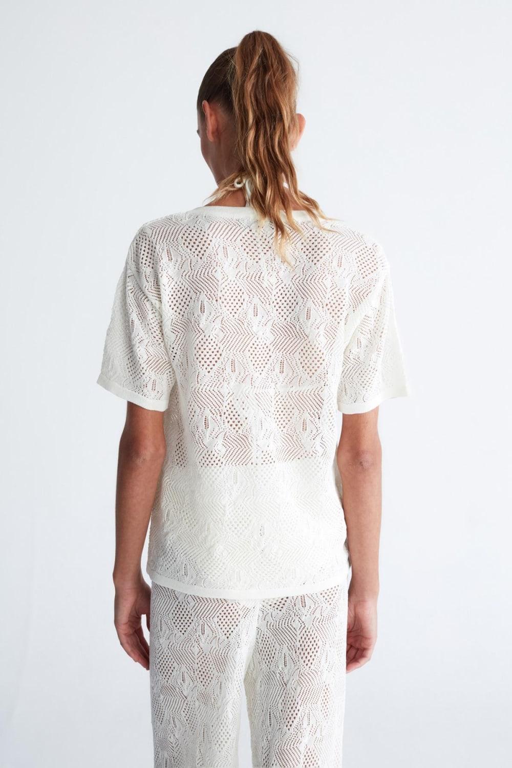 Peraluna-Emma Cardigan Dantel Örgü Geniş Kesim Kısa Kol Kadın Triko Hırka-Kazak & Triko-9-Milagron.com