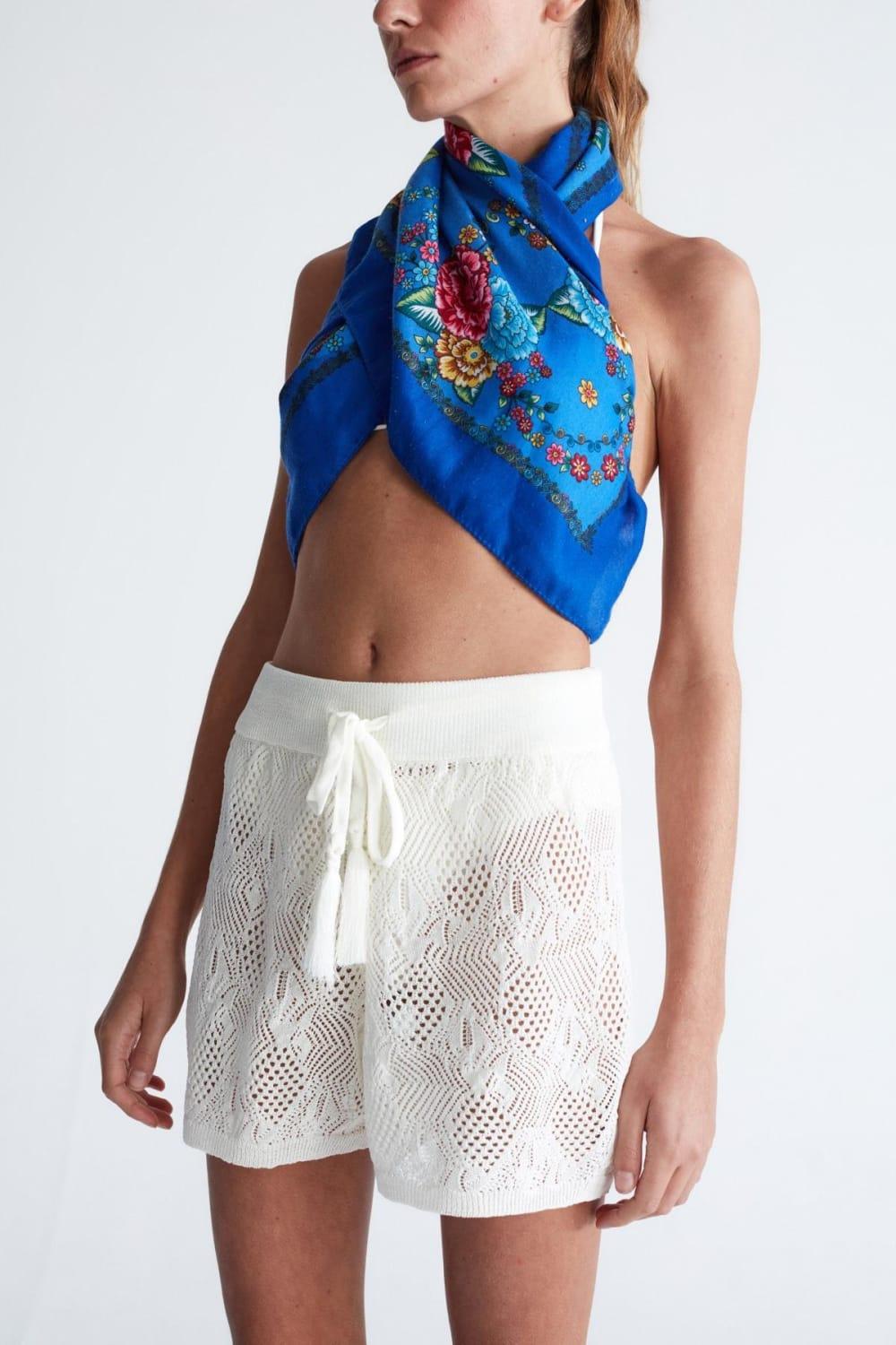 Peraluna-Emma Shorts Dantel Örgü Beli Lastikli Mini Kadın Triko Şort -Şort-3-Milagron.com