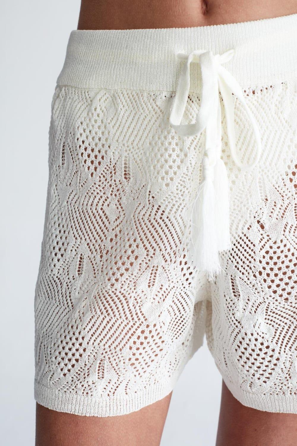 Peraluna-Emma Shorts Dantel Örgü Beli Lastikli Mini Kadın Triko Şort -Şort-6-Milagron.com