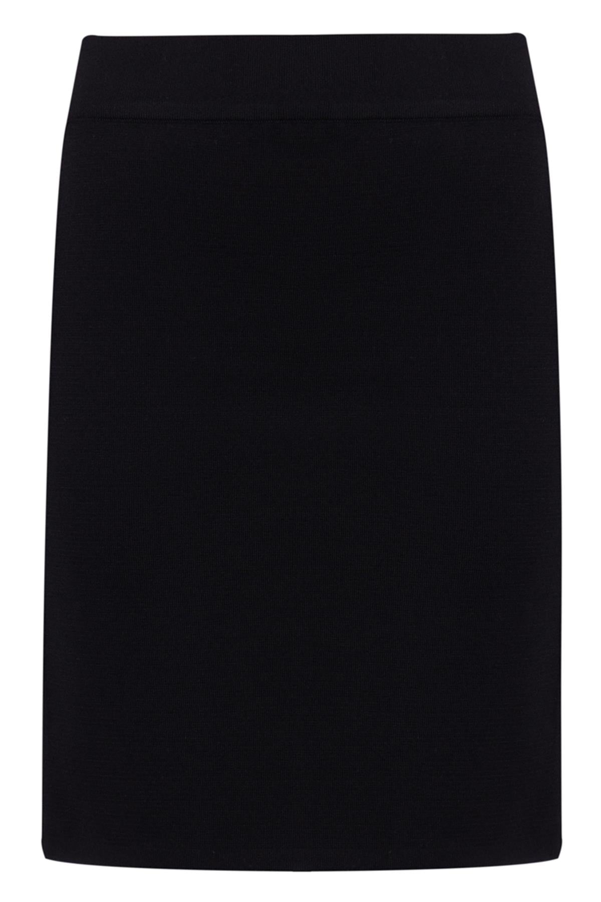 Peraluna-Eva Skirt Standart Fit Beli Lastikli Mini Kadın Triko Etek Siyah-Etek-8-Milagron.com