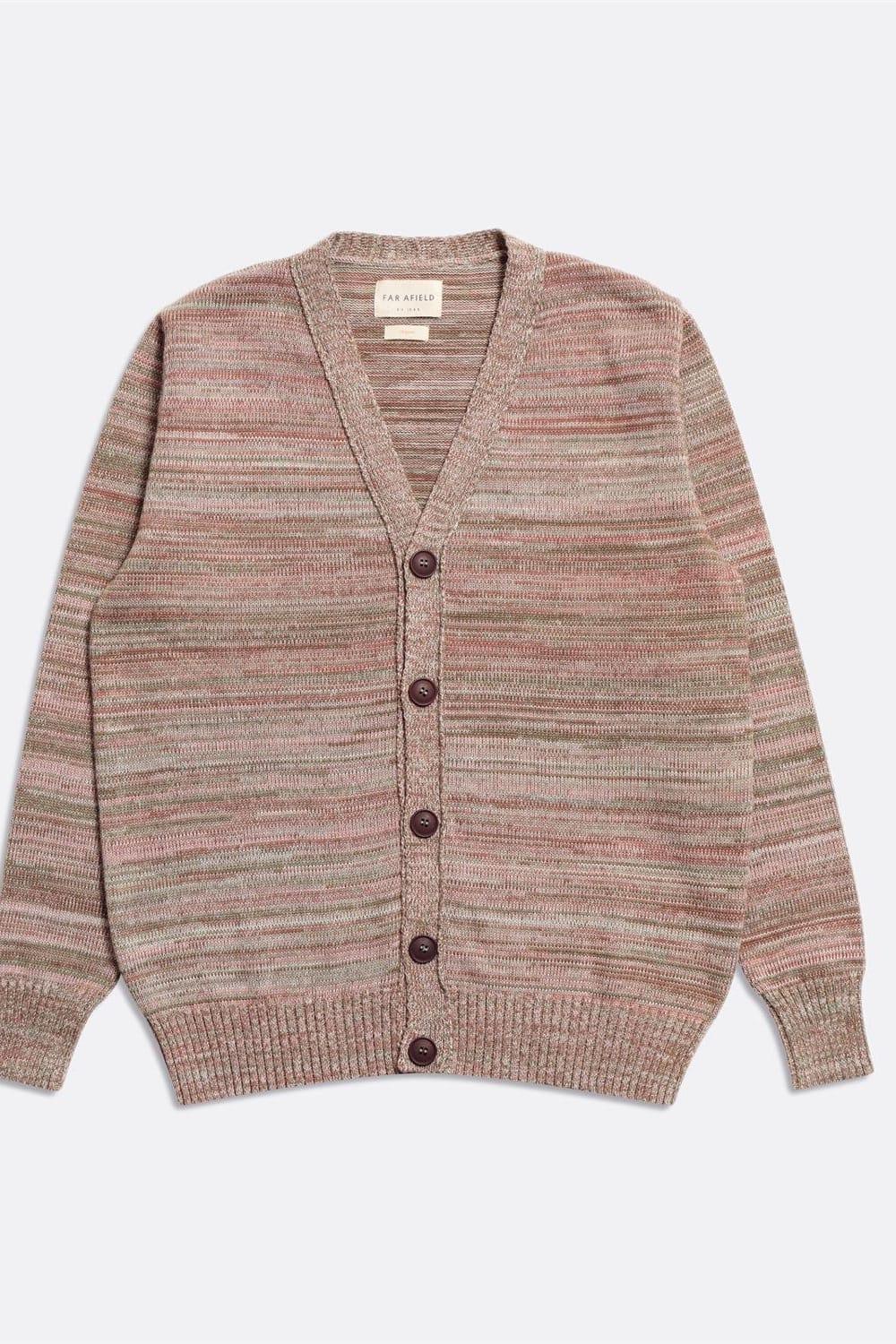 Peraluna-Far Afield Buckley Cardigan Twisted Yarn V Yaka Standart Kesim %100 Organik Pamuk Melanj Erkek Triko Hırka-Kazak & Triko-5-Milagron.com